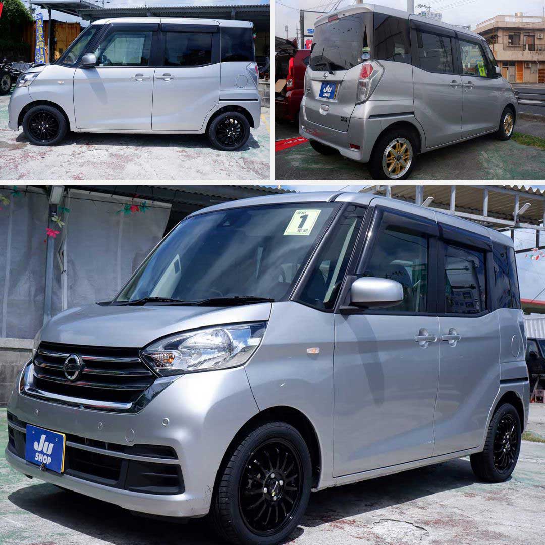 日産 デイズルークス 660 S 本土中古・修復なし・評価3.5・２年保証にアップグレードできます・お値段そのまま新品タイヤアルミ装着
