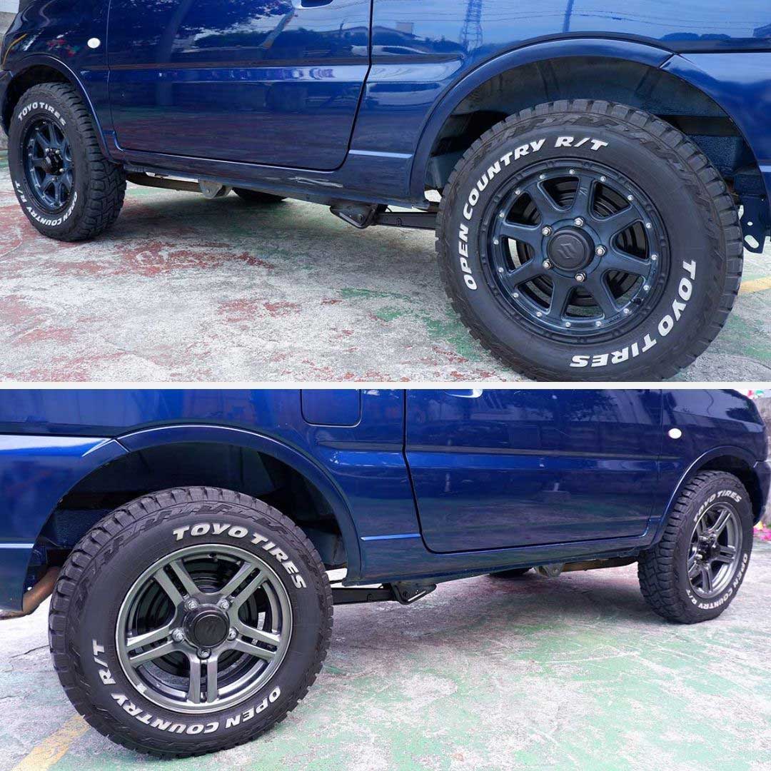 スズキ ジムニー 660 XG 4WD ビッグインテ―クの後期型ジムニー本土中古・アルミホイール・タイヤ・テールランプ・クラッツイオシートカバー