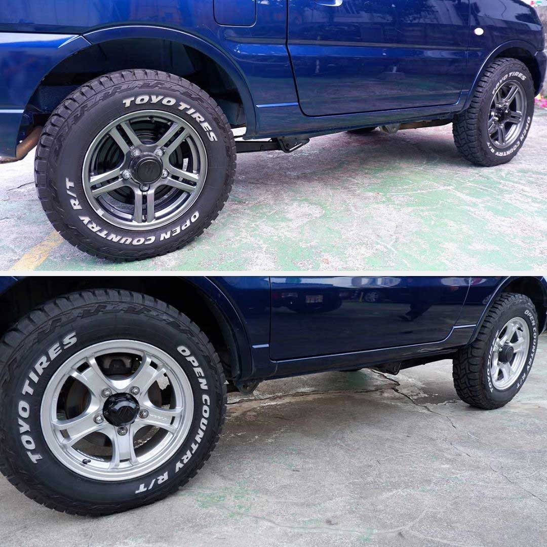 スズキ ジムニー 660 XG 4WD ビッグインテ―クの後期型ジムニー本土中古・アルミホイール・タイヤ・テールランプ・クラッツイオシートカバー