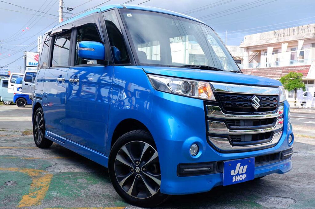 スズキ スペーシア 660 カスタム Zターボ デュアルカメラブレーキサポート装着車 本土仕入れ評価4・両側パワースライドドア・ターボ・パドルシフト・クルーズコントロール・ケンウッドナビ