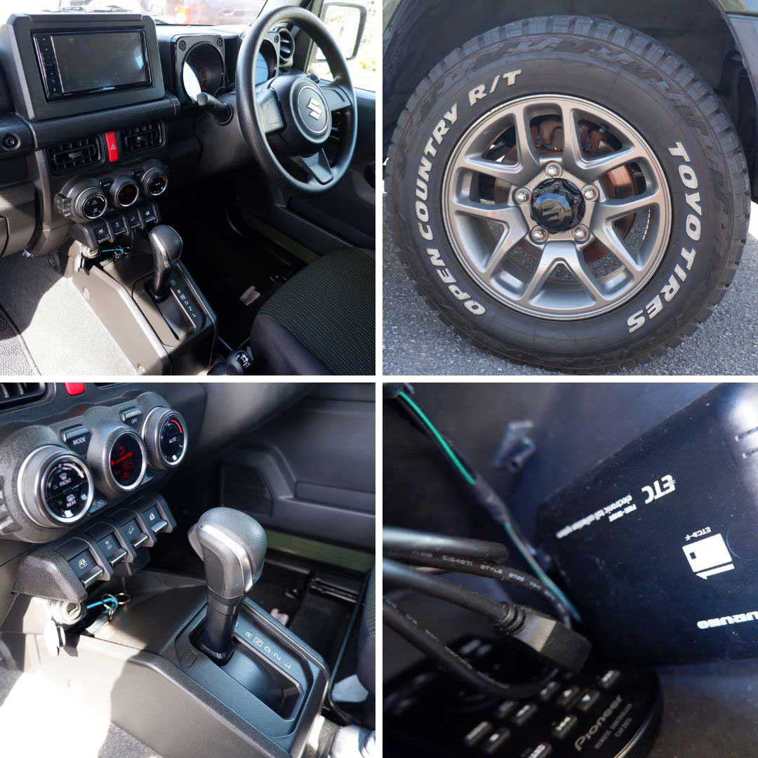 スズキ ジムニー 660 XL 4WD 人気のジャングルグリーンAT車です。XCホイールに185オープンカントリーRTタイヤでカッチョイイ！