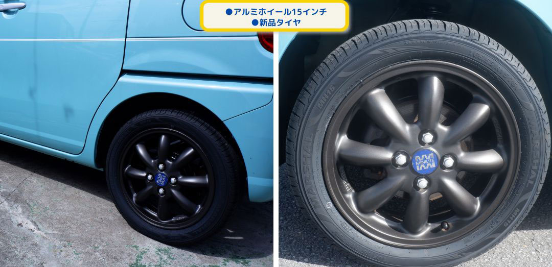 ダイハツ ムーヴキャンバス 660 L SAⅢ 本土仕入れ・修復なしカスタムキャンバス　１５インチミニライトアルミ・新品タイヤ・ヘアライン